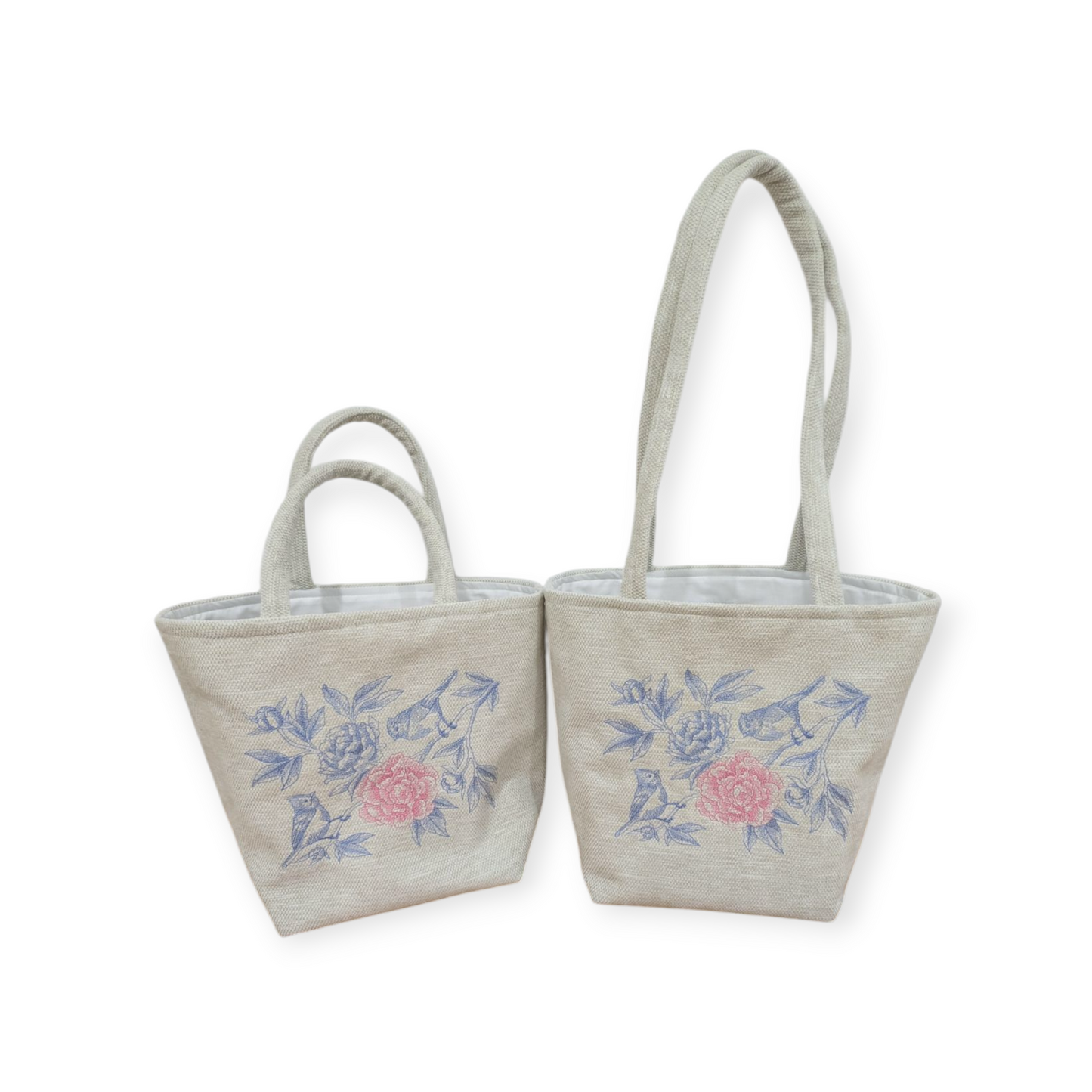 Embroidered Floral Tote with a choice of long or short handles