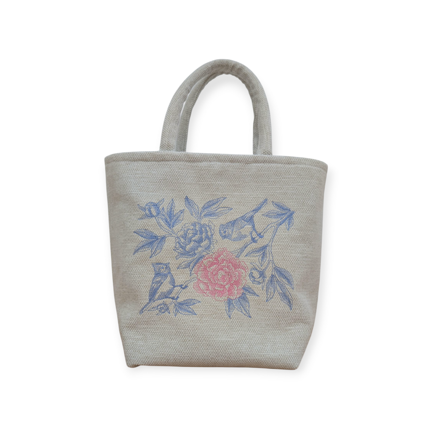 Embroidered Floral Tote with a choice of long or short handles