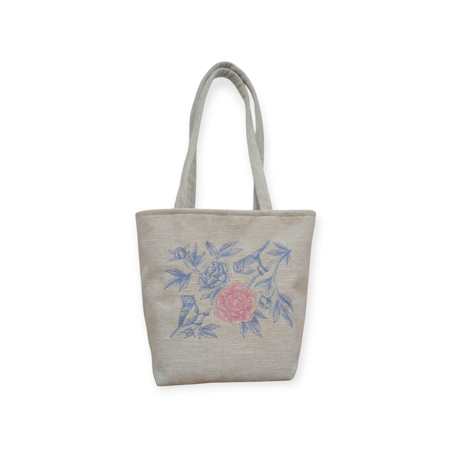 Embroidered Floral Tote with a choice of long or short handles