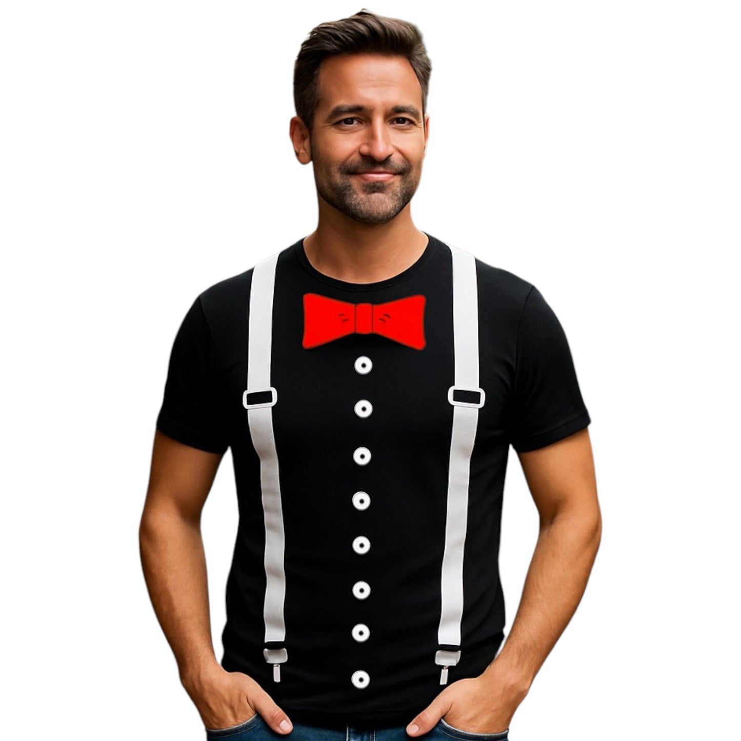 Suspenders and Bow Tie Funny Fake Tshirt