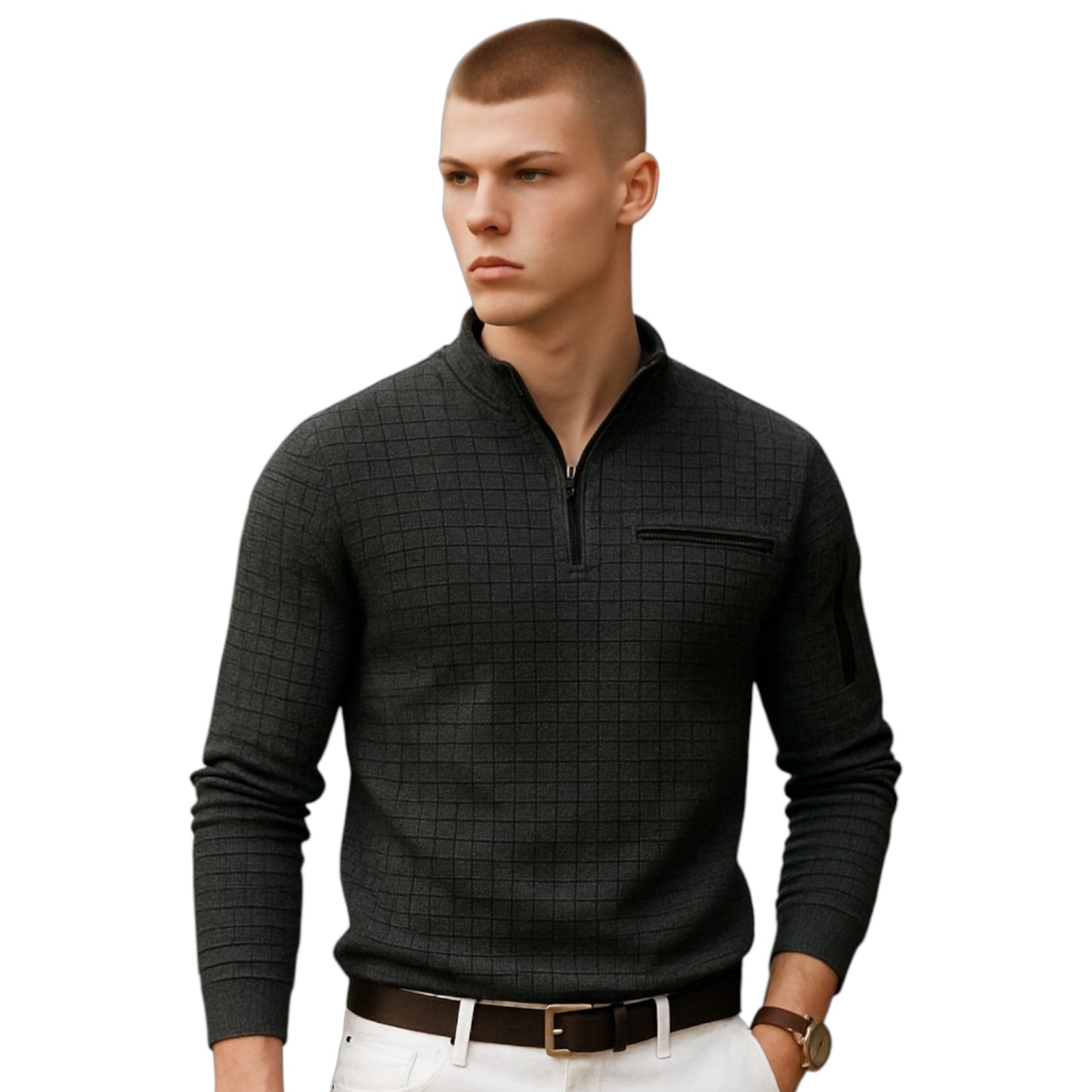 Long Sleeve Polo with Stand Collar and Zipper Detail Available in 6 Colours