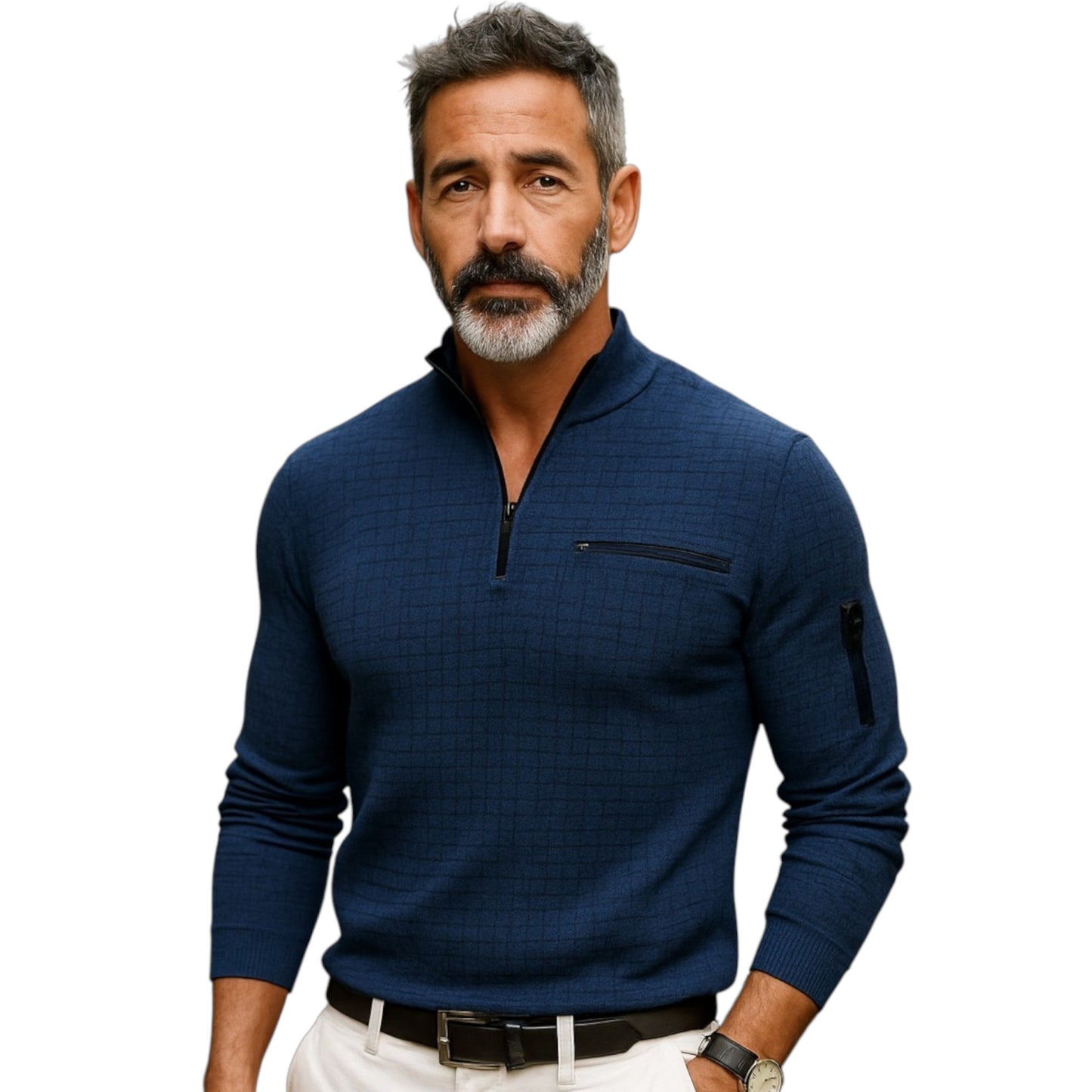 Long Sleeve Polo with Stand Collar and Zipper Detail Available in 6 Colours