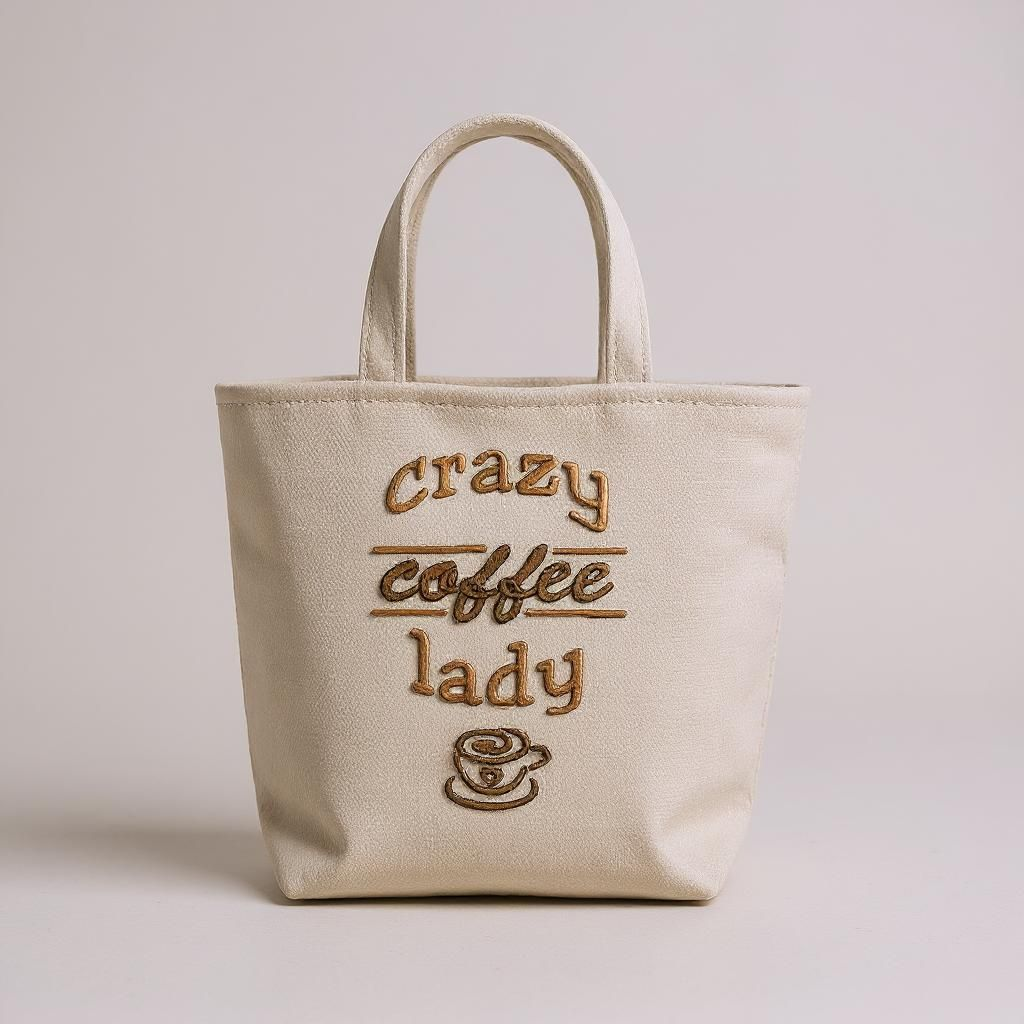 Crazy Coffee Tote Bag with a choice of Long or Short Handles