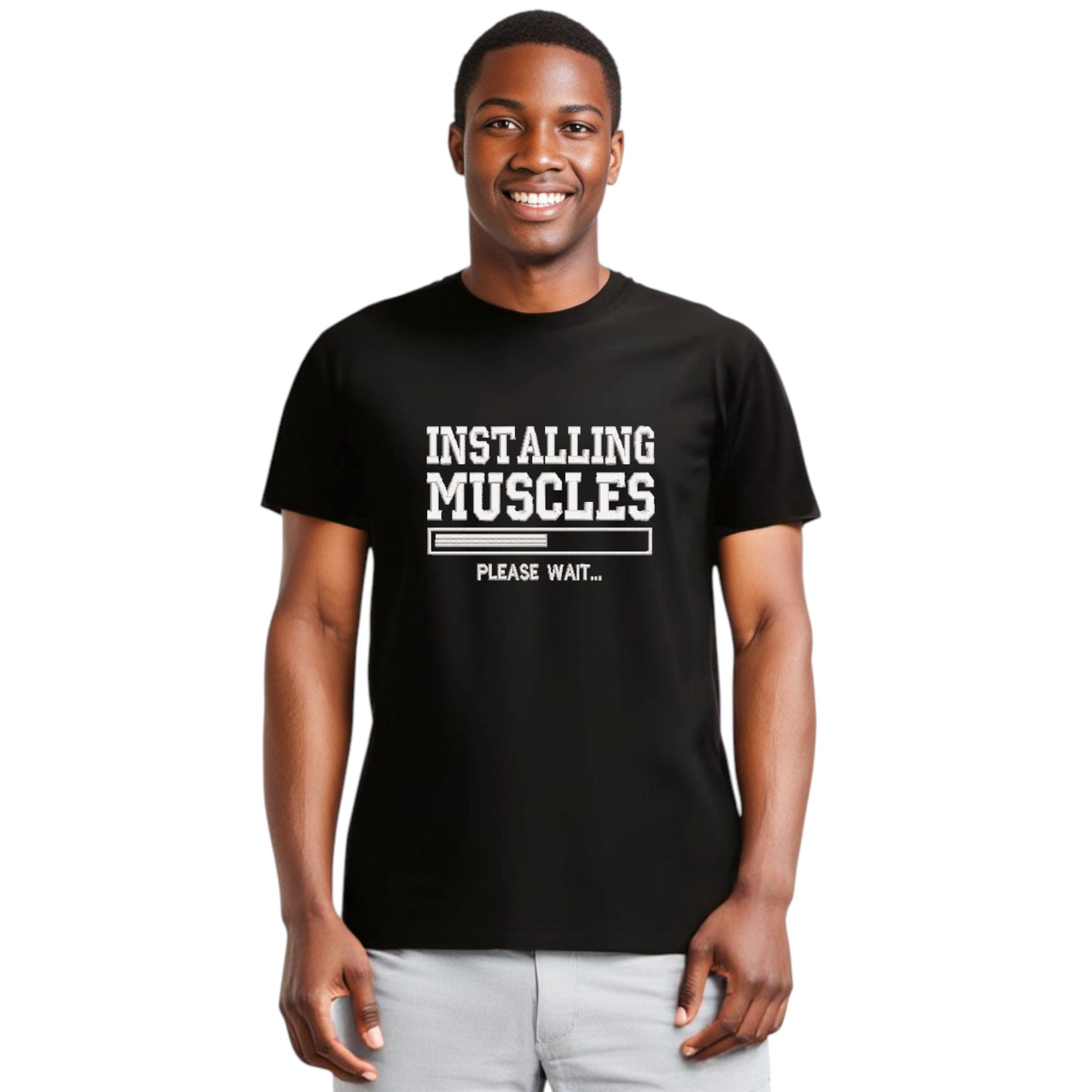 INSTALLING MUSCLES Mens Tshirt. Available in 4 Colours