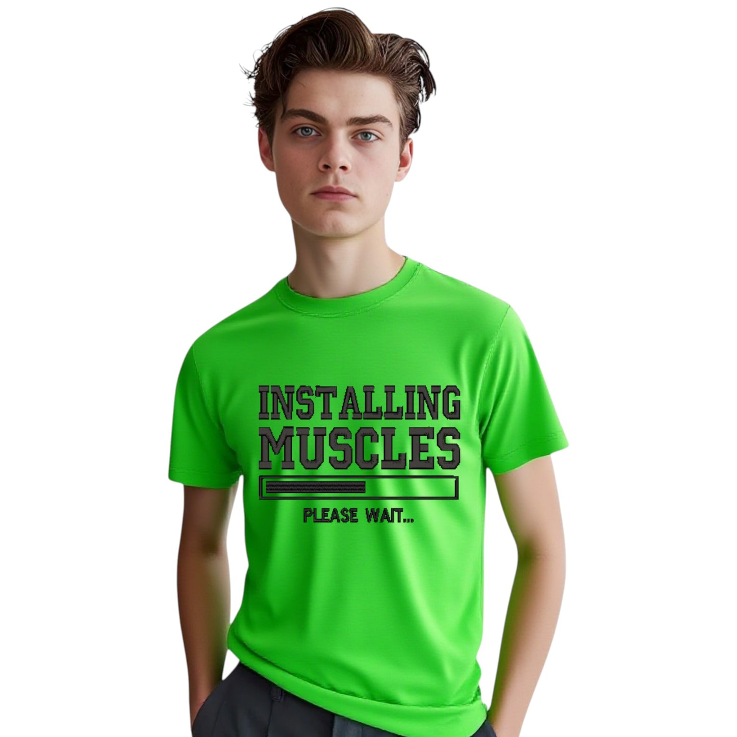 INSTALLING MUSCLES Mens Tshirt. Available in 4 Colours