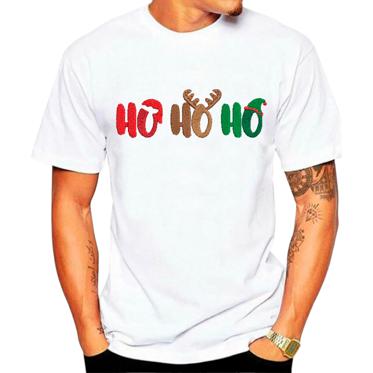Santa, Reindeer and Elf Hohoho Funny festive Tshirt