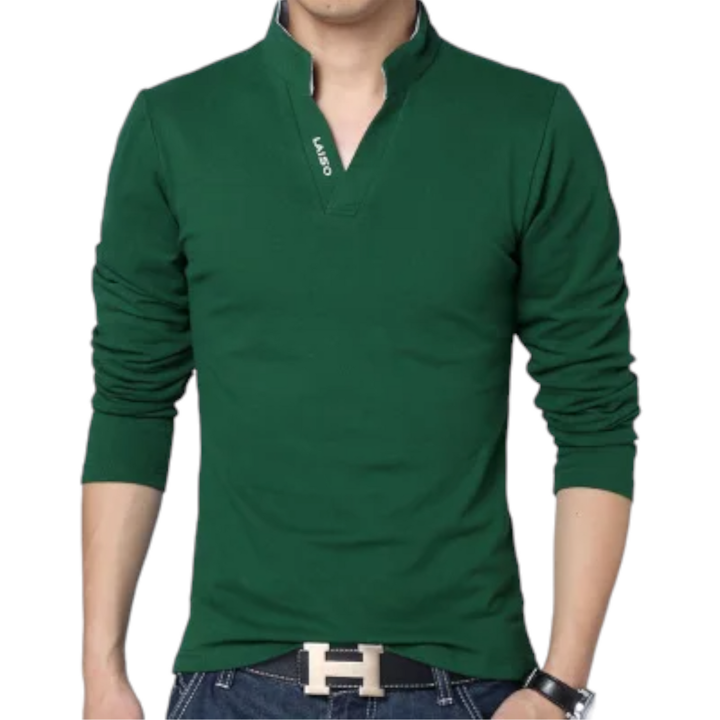 Slim Fit, Long Sleeve Top with stand Collar Available in 5 Colours