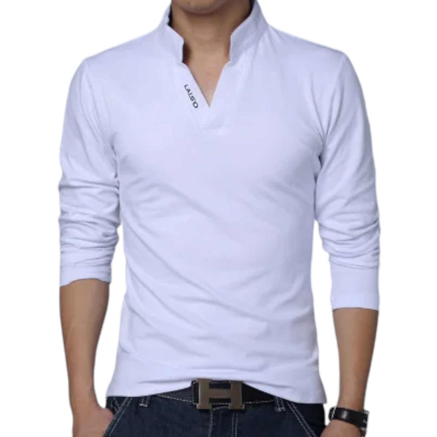 Slim Fit, Long Sleeve Top with stand Collar Available in 5 Colours