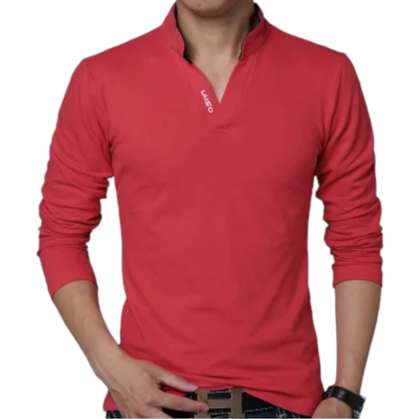 Slim Fit, Long Sleeve Top with stand Collar Available in 5 Colours