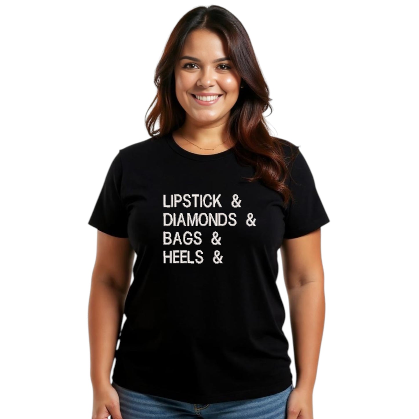 Lipstick, Diamonds, Bags, Heels Casual Tshirt avail;able in 5 colours.