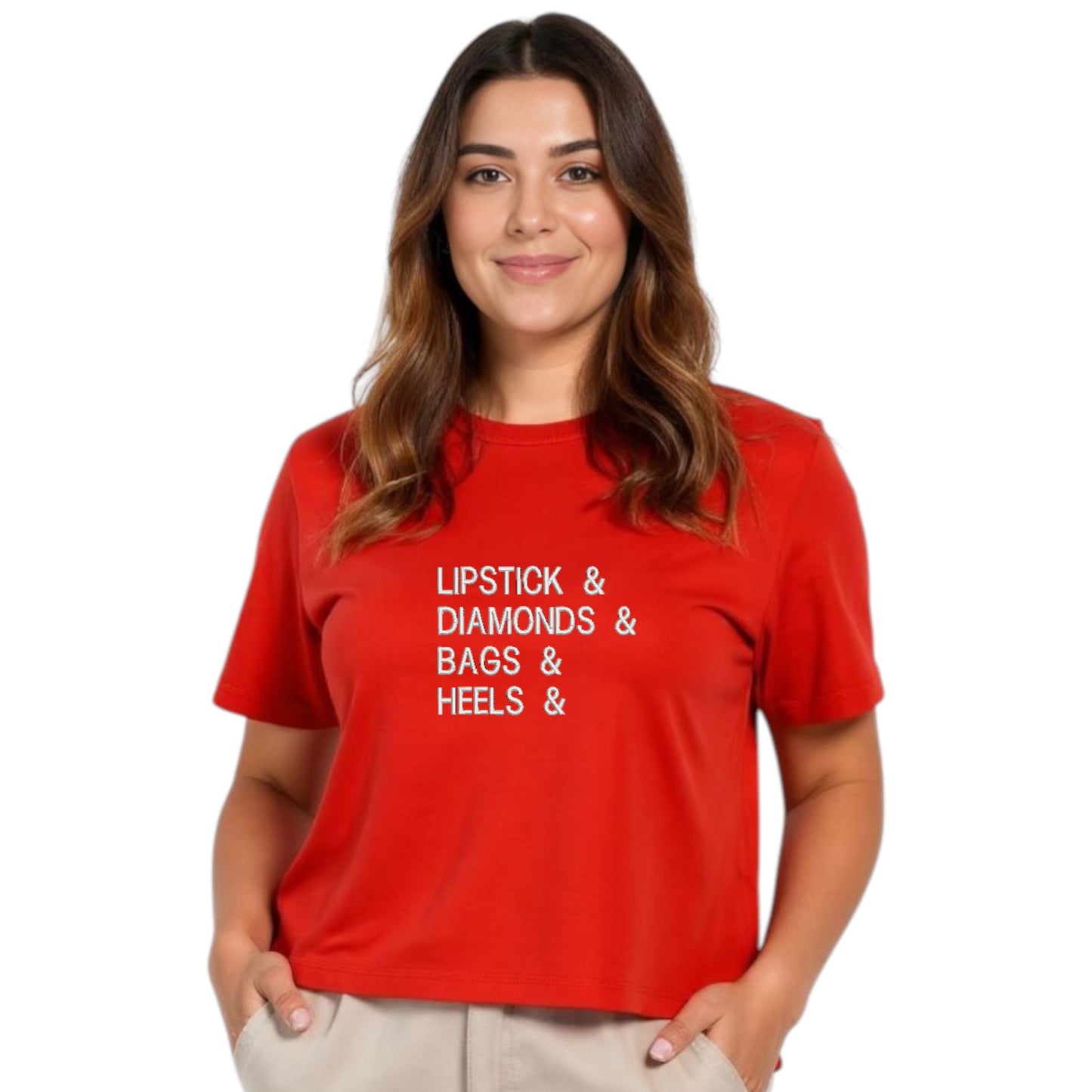 Lipstick, Diamonds, Bags, Heels Casual Tshirt avail;able in 5 colours.