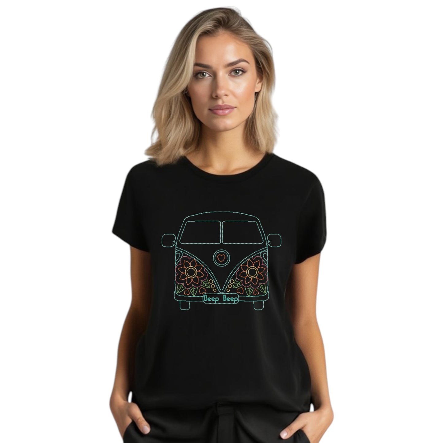 Flower Power Combi Van Available in 5 Tshirt Colours