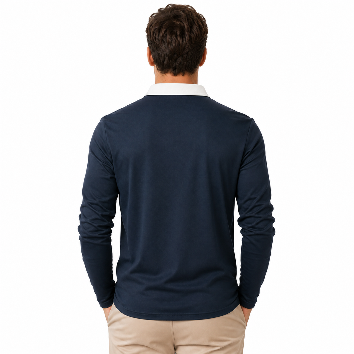 Contrast Collar Long Sleeve Button Up Polo Shirt Available in 6 Colours
