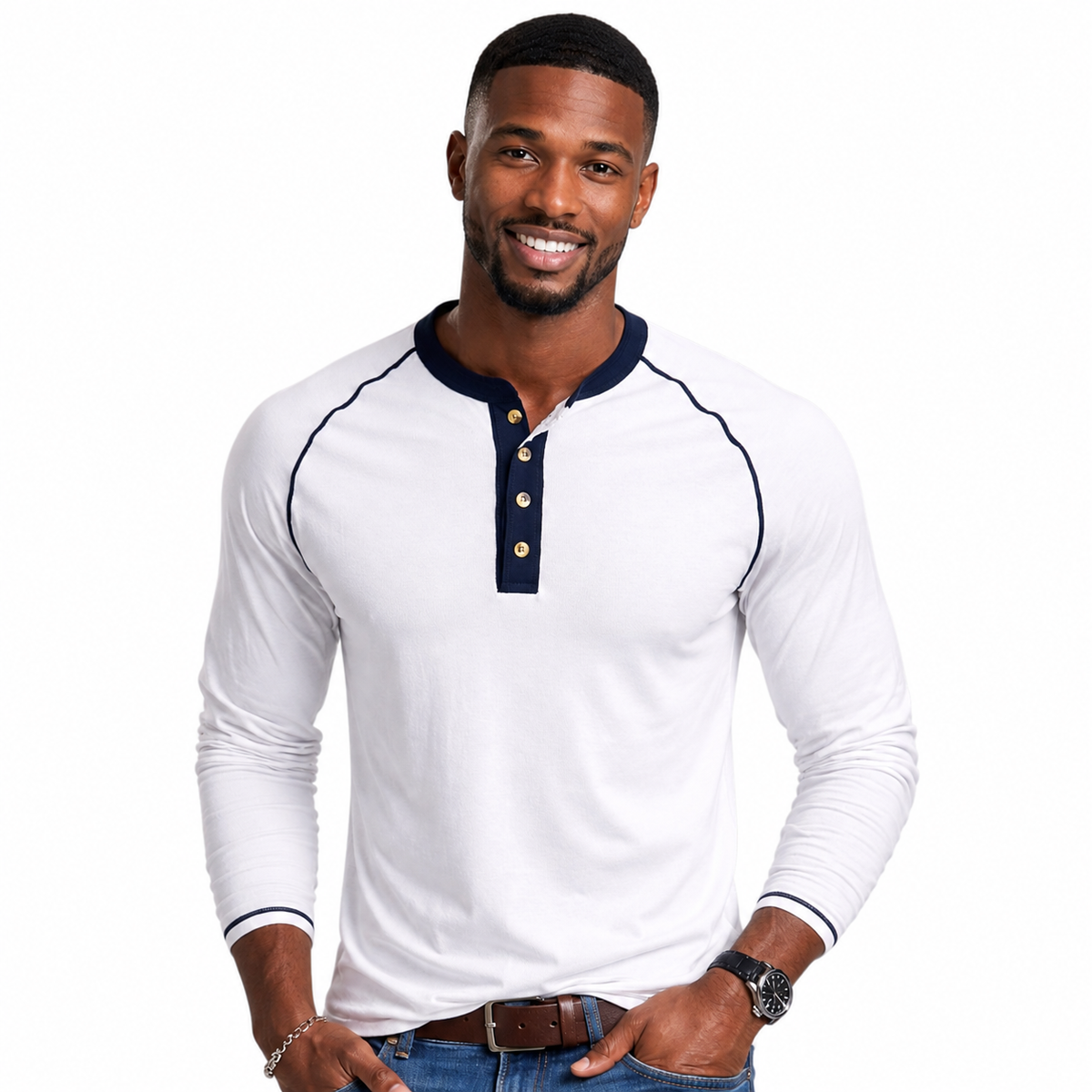 Long Sleeve Tshirt with Trendy Two Tone Detailing, Available in 6 colours