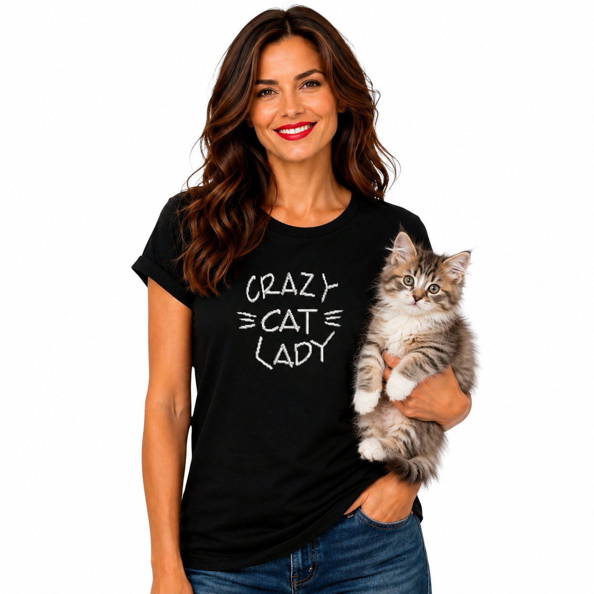 CRAZY CAT LADY Print Casual Tshirt. Available in 5 Colours