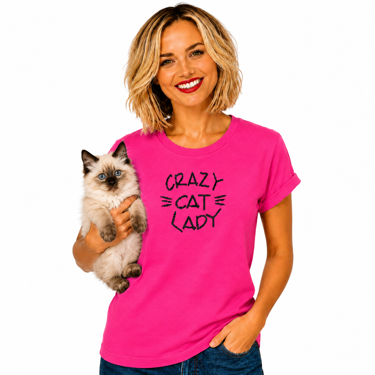 CRAZY CAT LADY Print Casual Tshirt. Available in 5 Colours