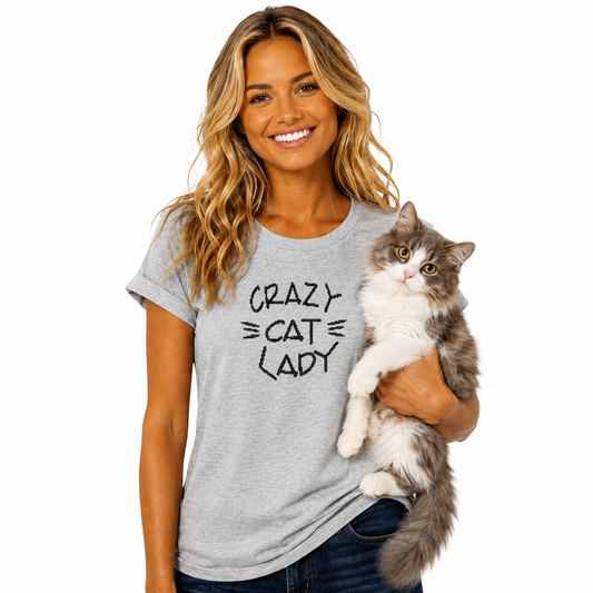 CRAZY CAT LADY Print Casual Tshirt. Available in 5 Colours
