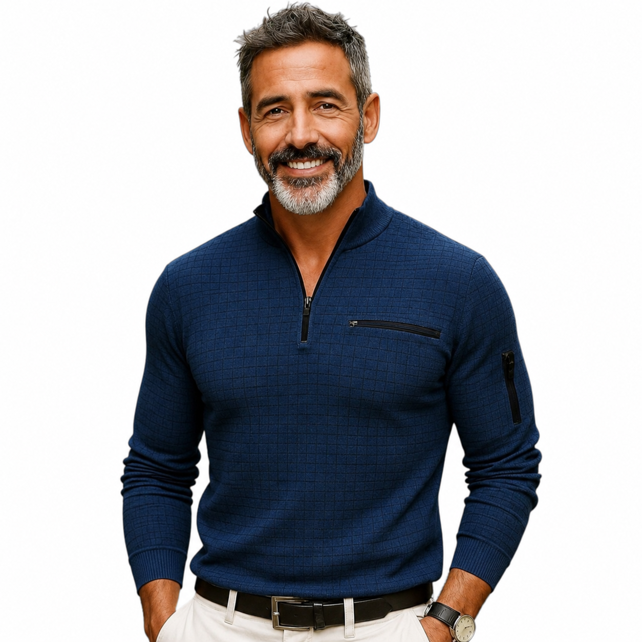 Long Sleeve Polo with Stand Collar and Zipper Detail Available in 6 Colours