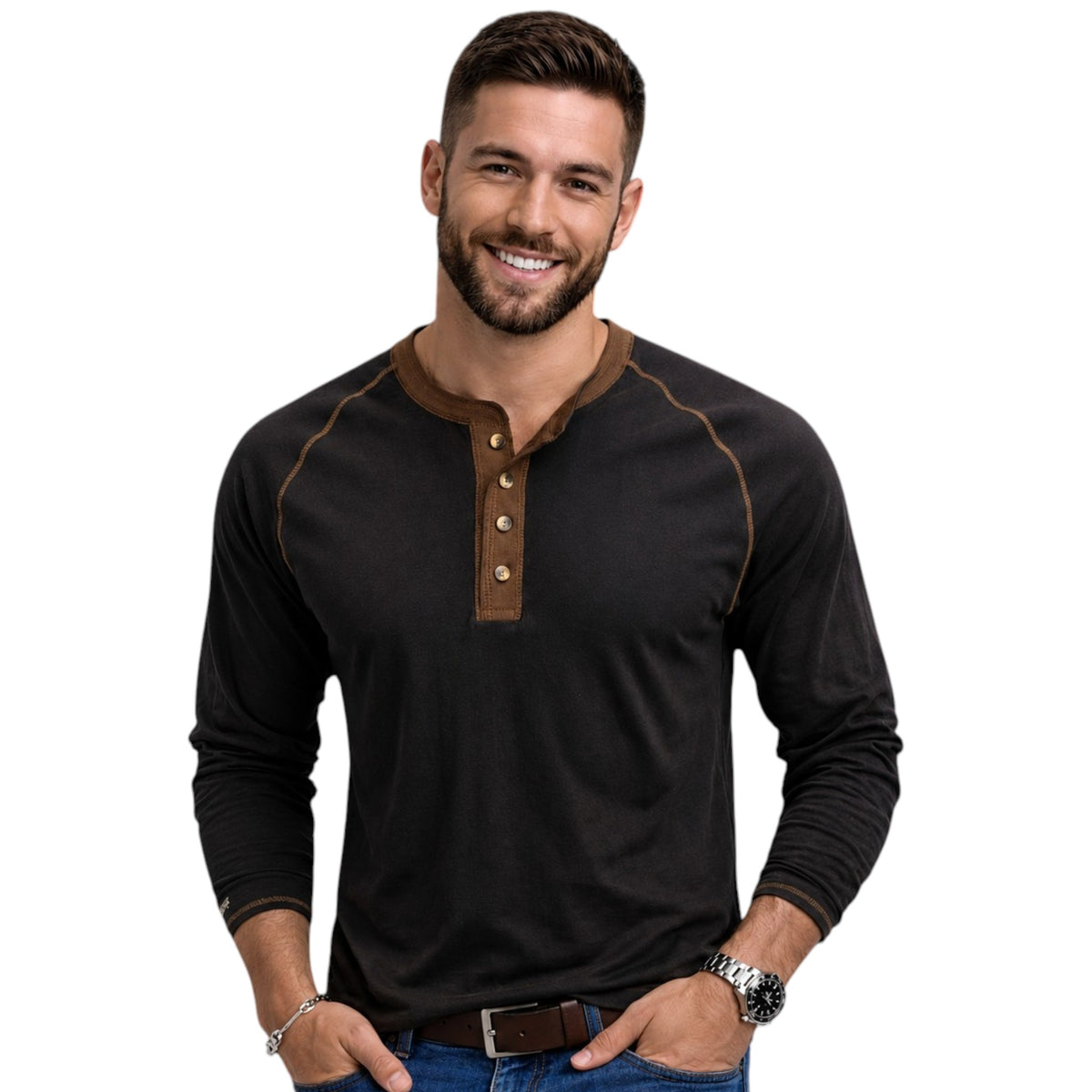 Long Sleeve Tshirt with Trendy Two Tone Detailing, Available in 6 colours