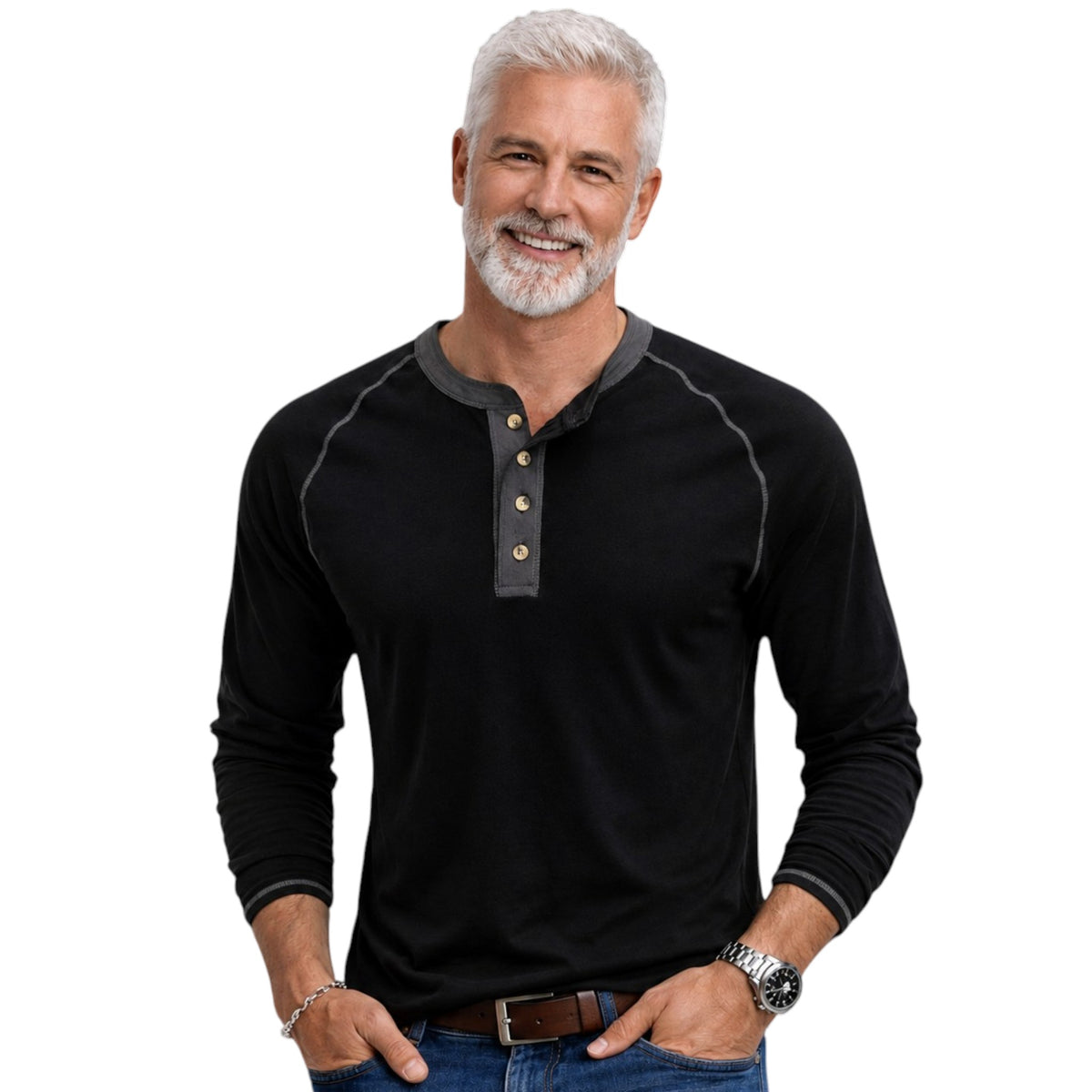 Long Sleeve Tshirt with Trendy Two Tone Detailing, Available in 6 colours