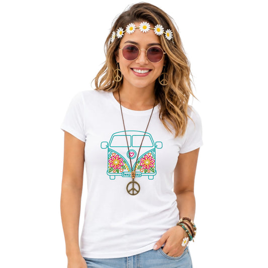 Flower Power Combi Van Available in 5 Tshirt Colours