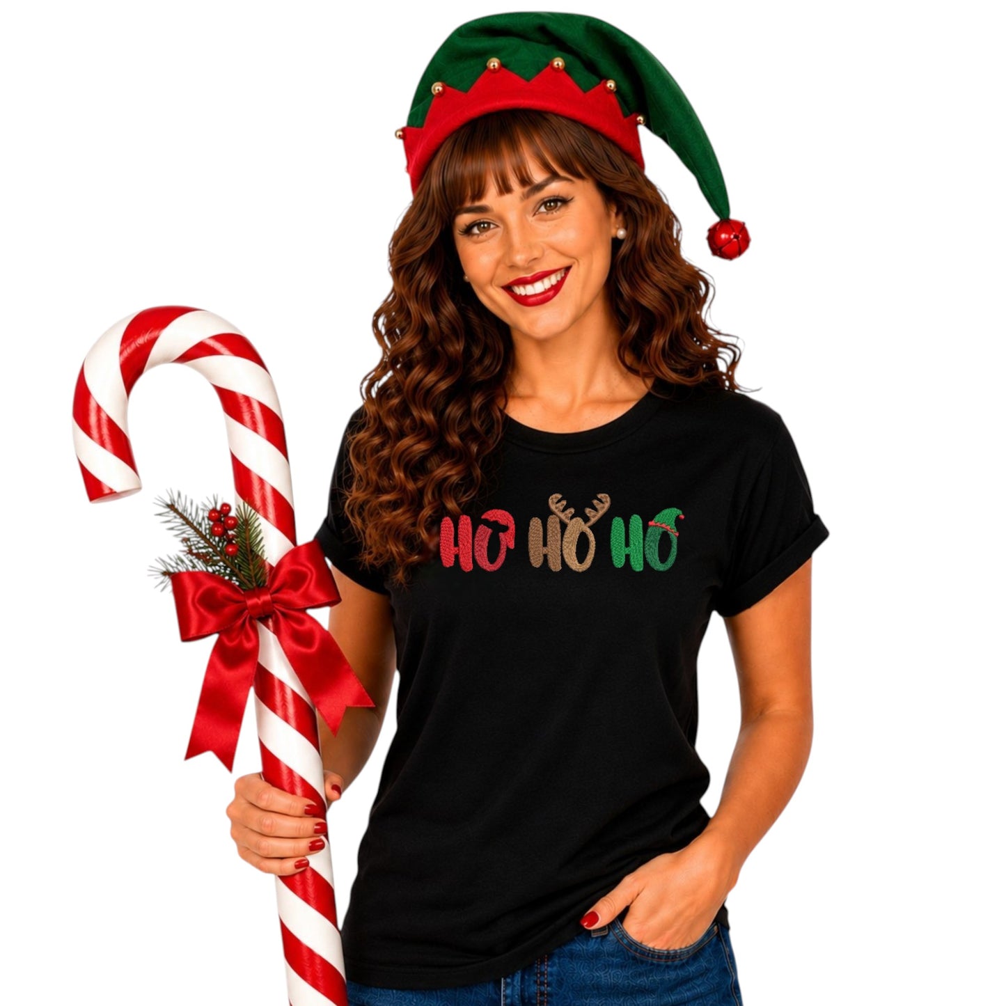 Santa, Reindeer and Elf Ho Ho Ho Tshirt