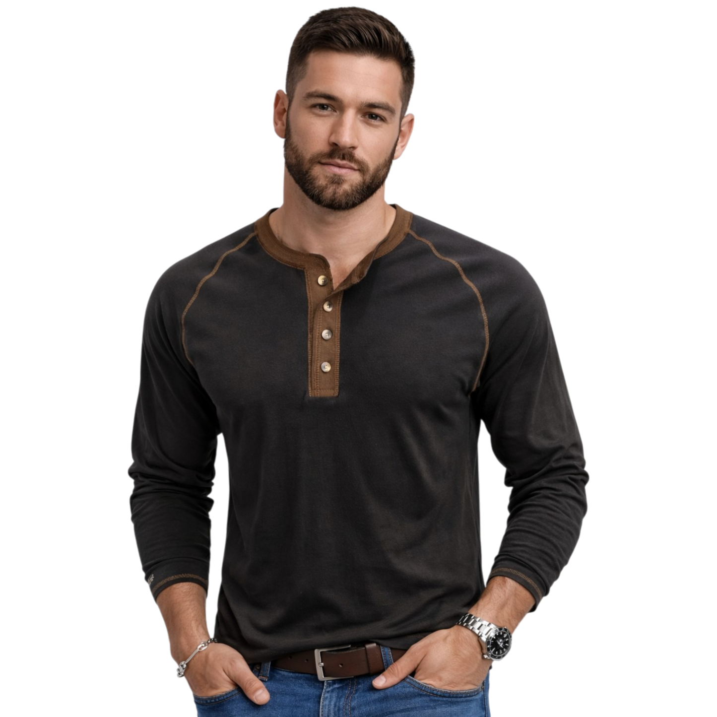Long Sleeve Tshirt with Trendy Two Tone Detailing, Available in 6 colours