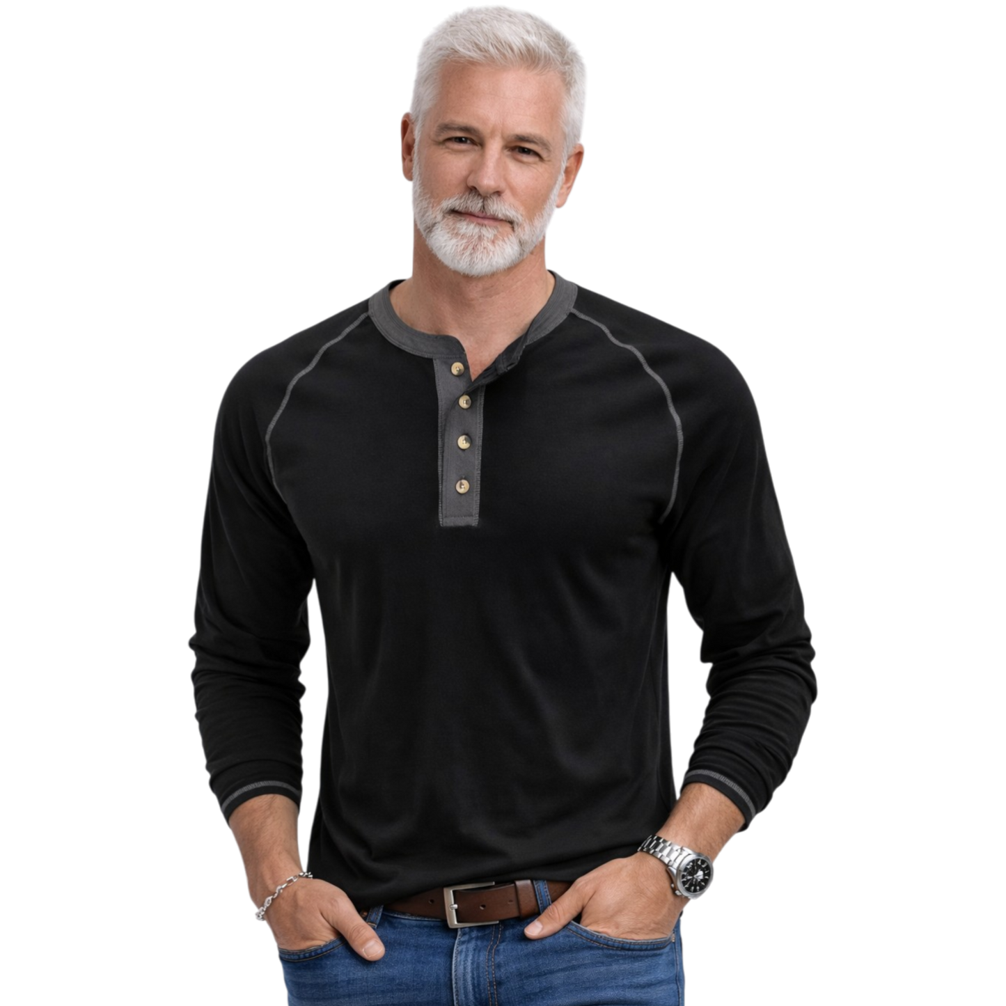 Long Sleeve Tshirt with Trendy Two Tone Detailing, Available in 6 colours