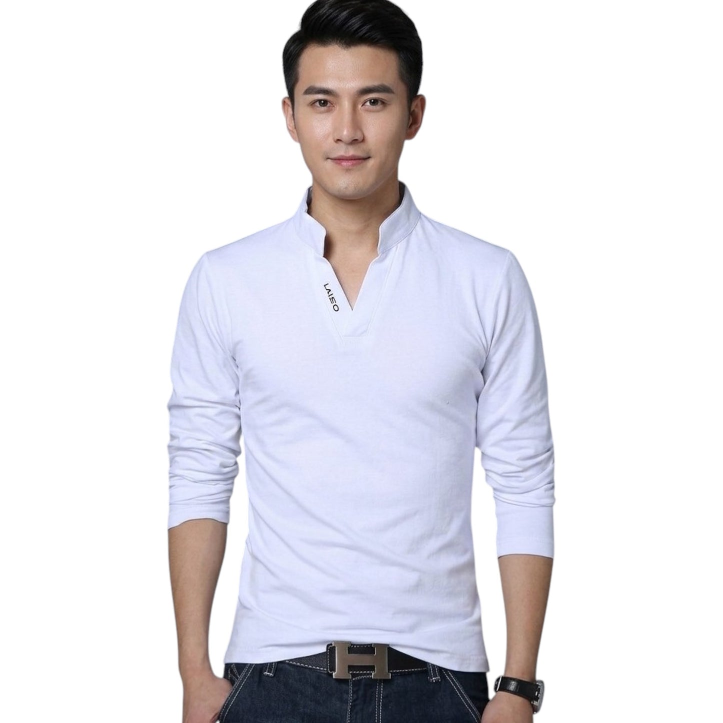 Slim Fit, Long Sleeve Top with stand Collar Available in 5 Colours