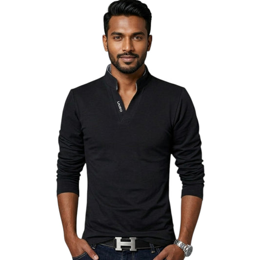 Slim Fit, Long Sleeve Top with stand Collar Available in 5 Colours