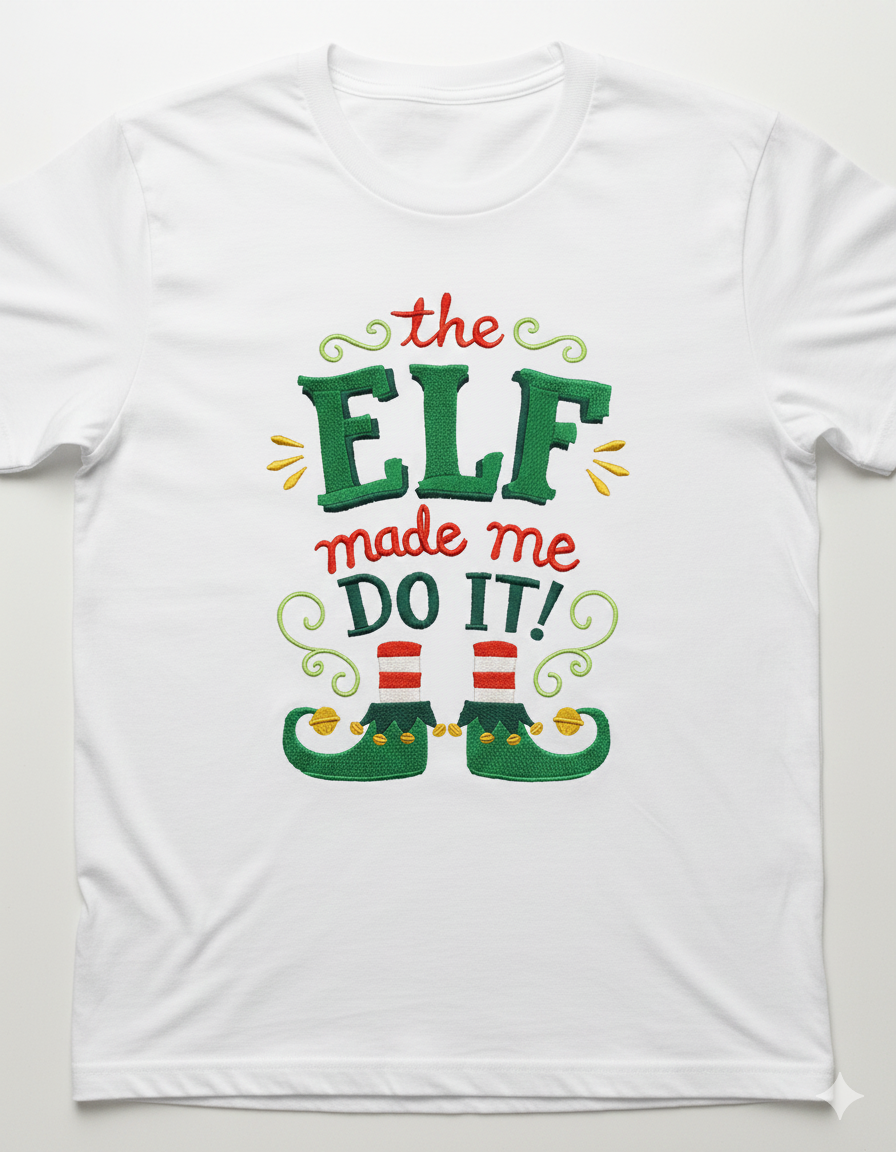 The Elf Made Me Do It Christmas Tshirt