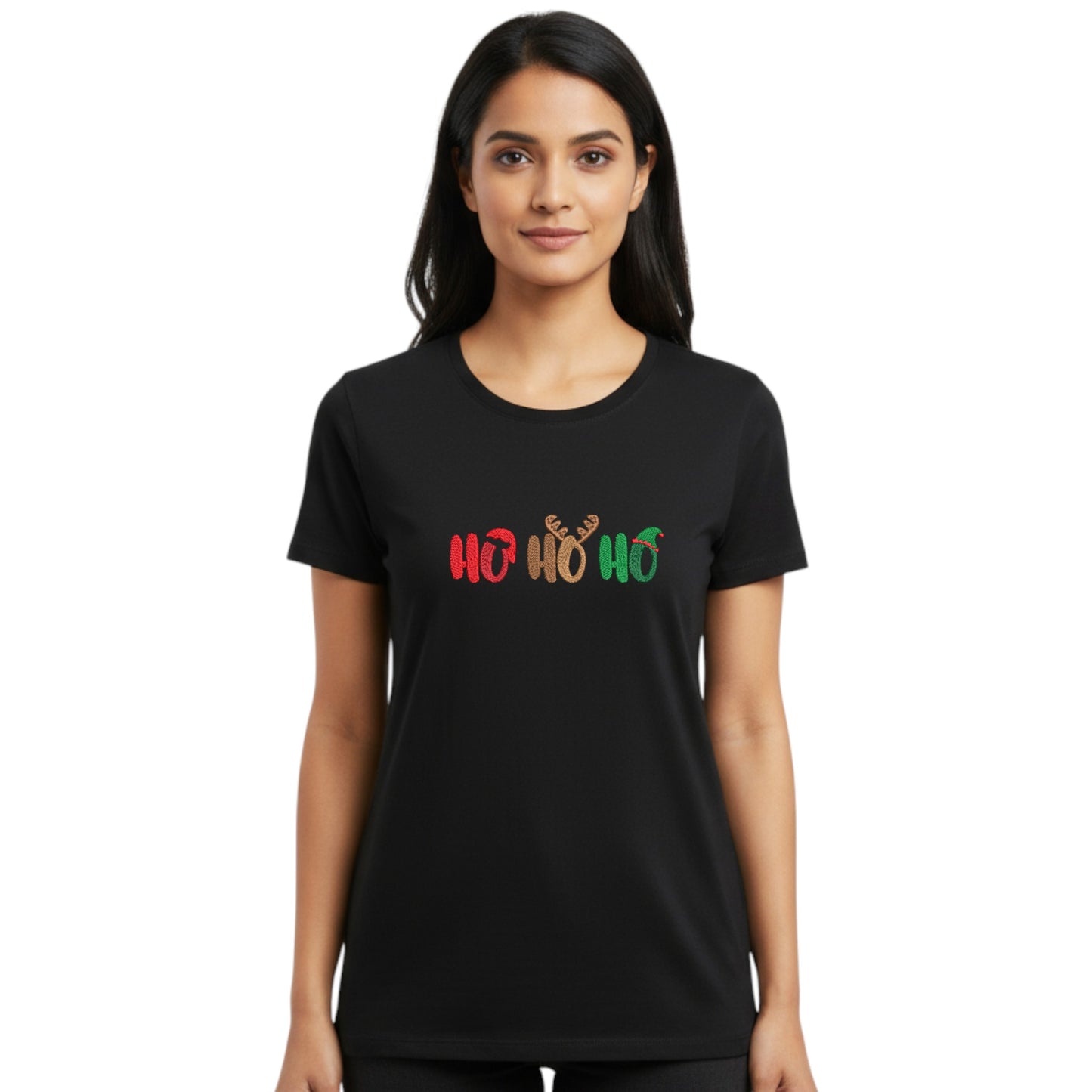 Santa, Reindeer and Elf Ho Ho Ho Tshirt