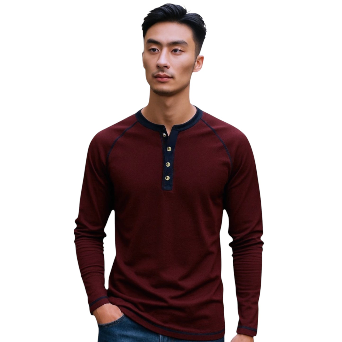Long Sleeve Tshirt with Trendy Two Tone Detailing, Available in 6 colours