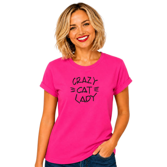 CRAZY CAT LADY Print Casual Tshirt. Available in 5 Colours
