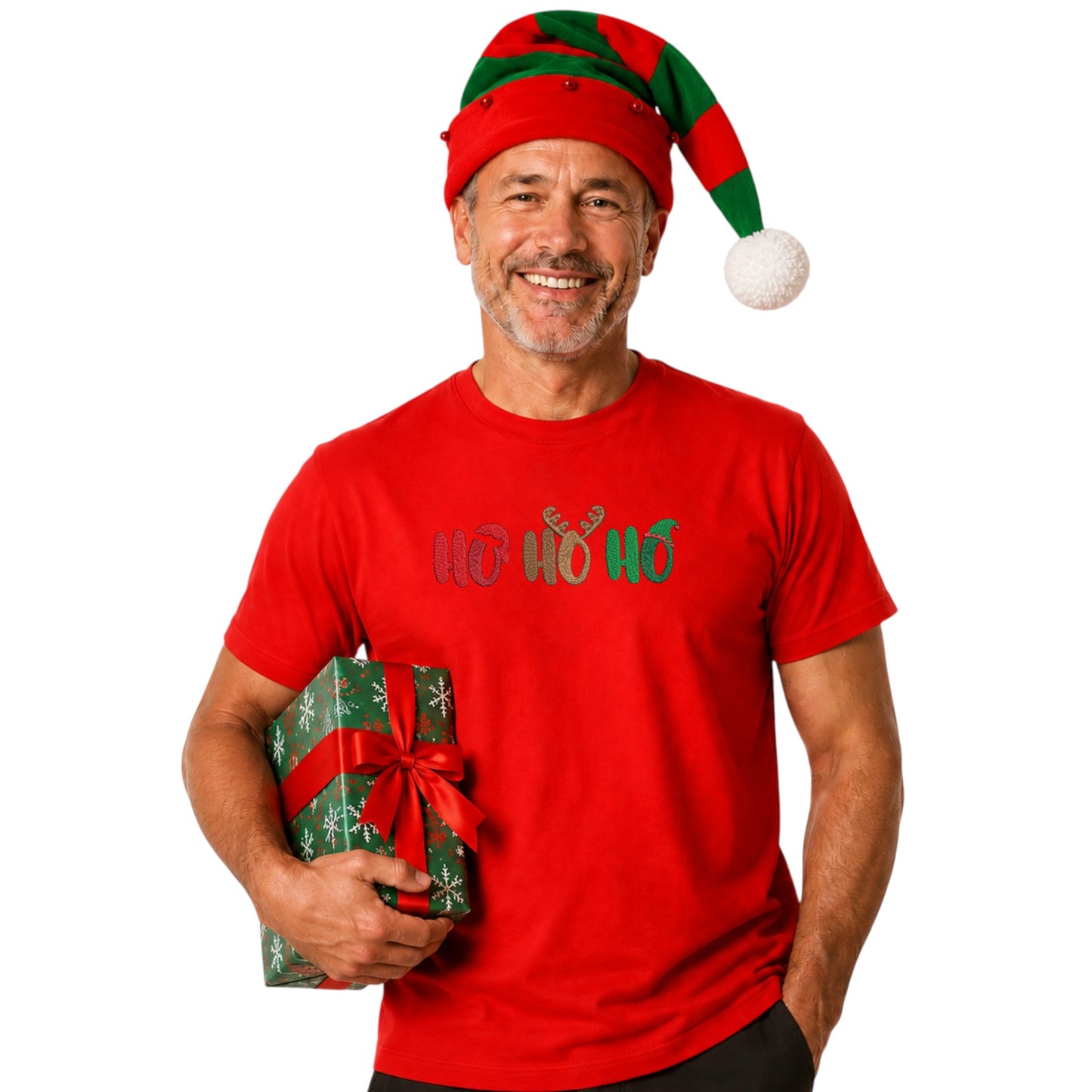 Santa, Reindeer and Elf Hohoho Funny festive Tshirt