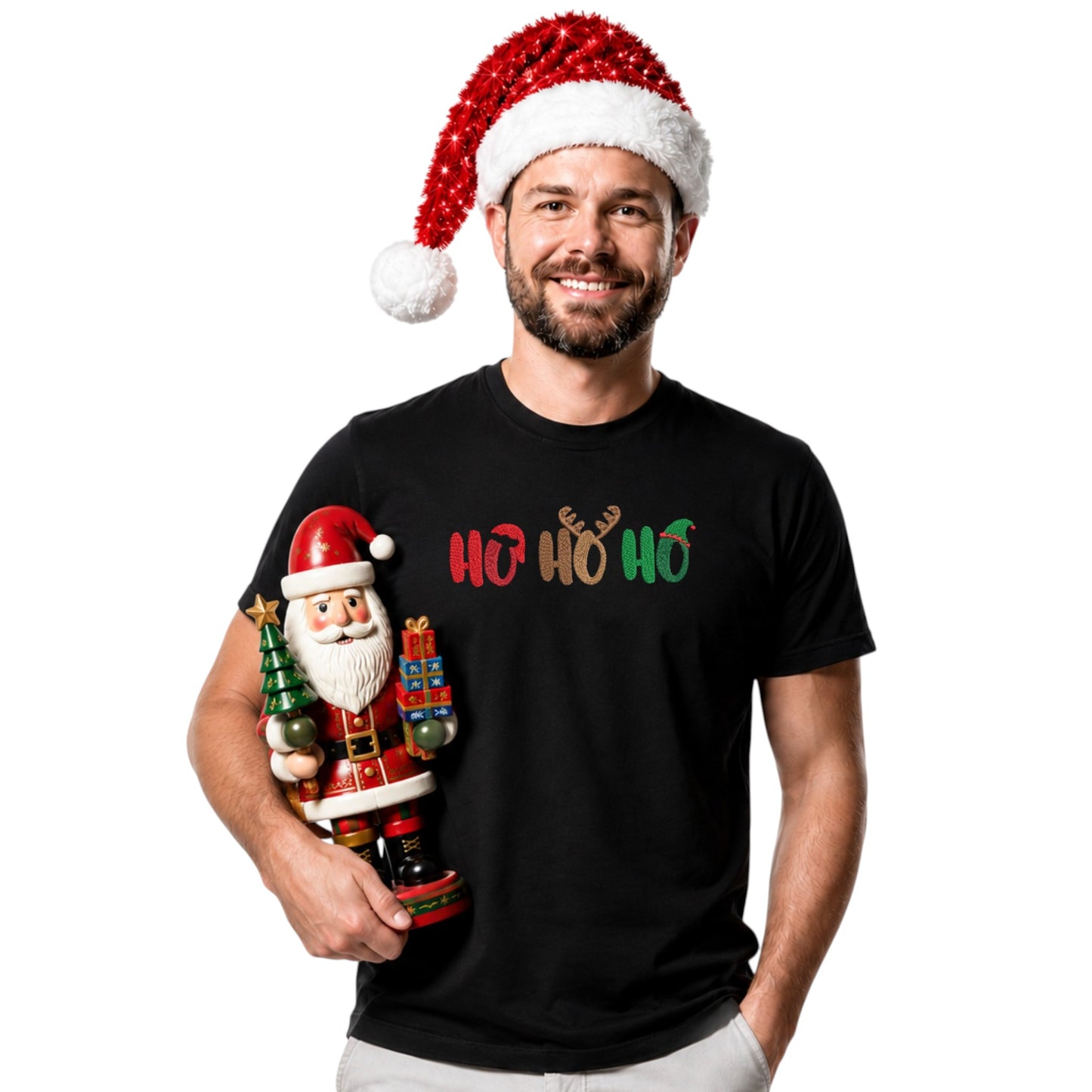 Santa, Reindeer and Elf Hohoho Funny festive Tshirt