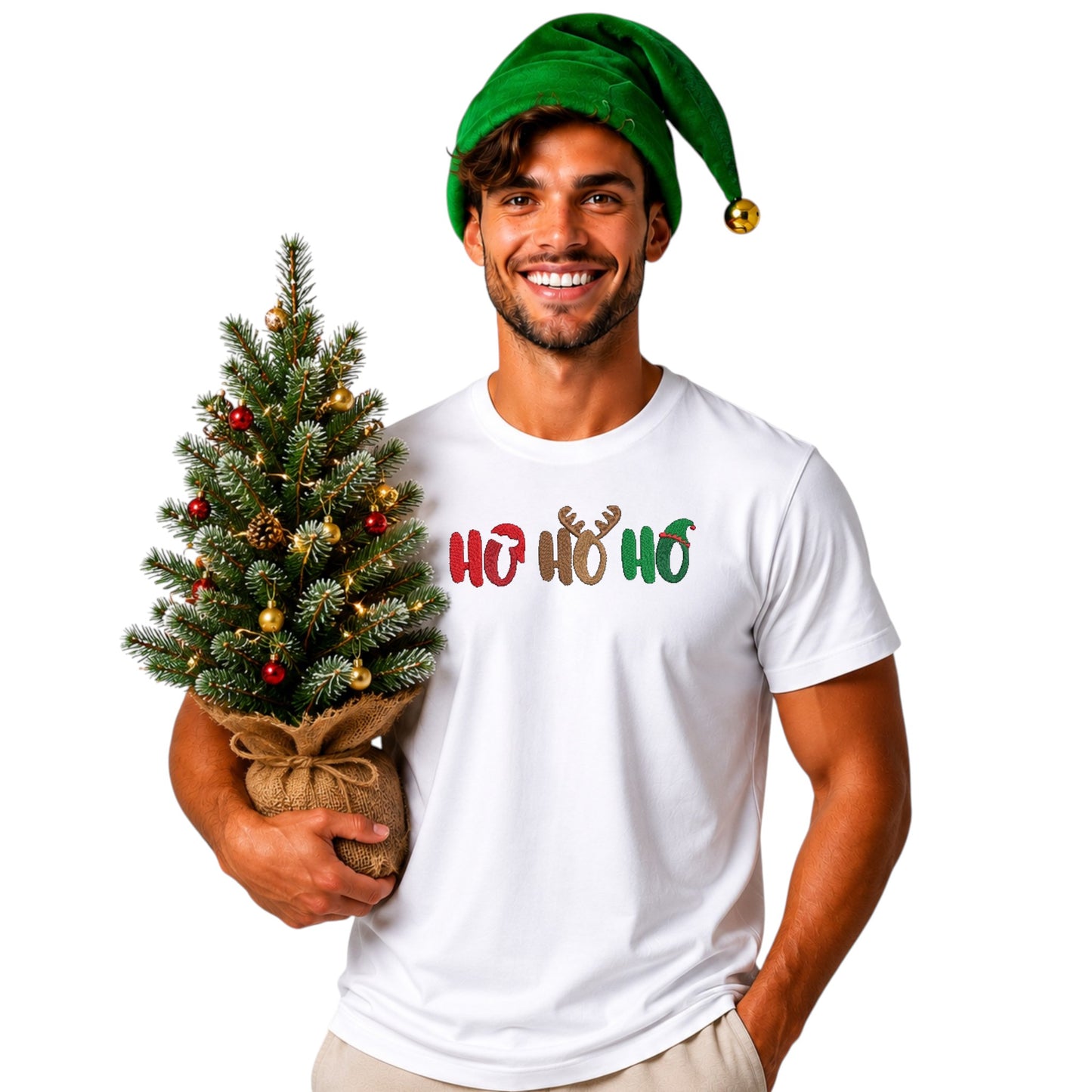 Santa, Reindeer and Elf Hohoho Funny festive Tshirt