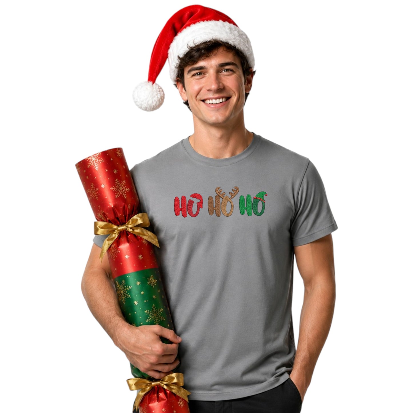 Santa, Reindeer and Elf Hohoho Funny festive Tshirt