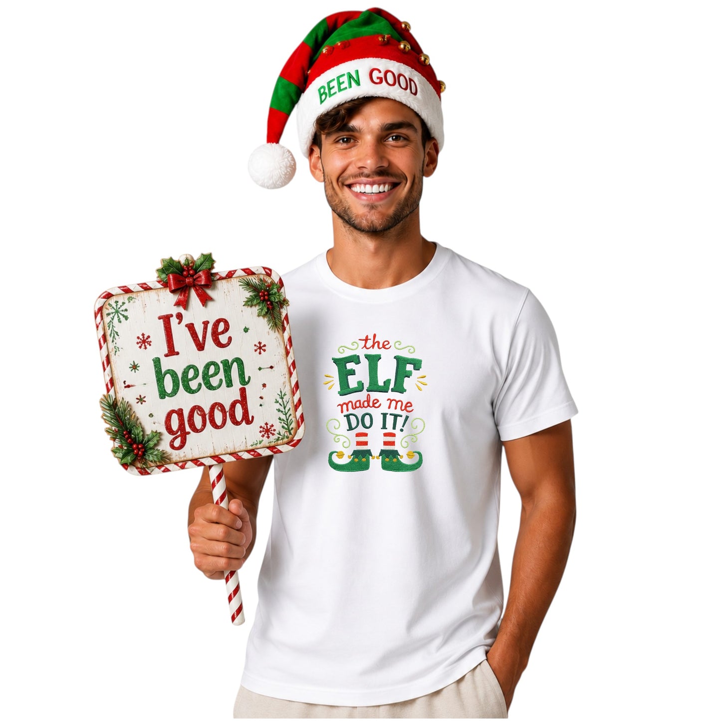 The Elf Made Me Do It Christmas Tee