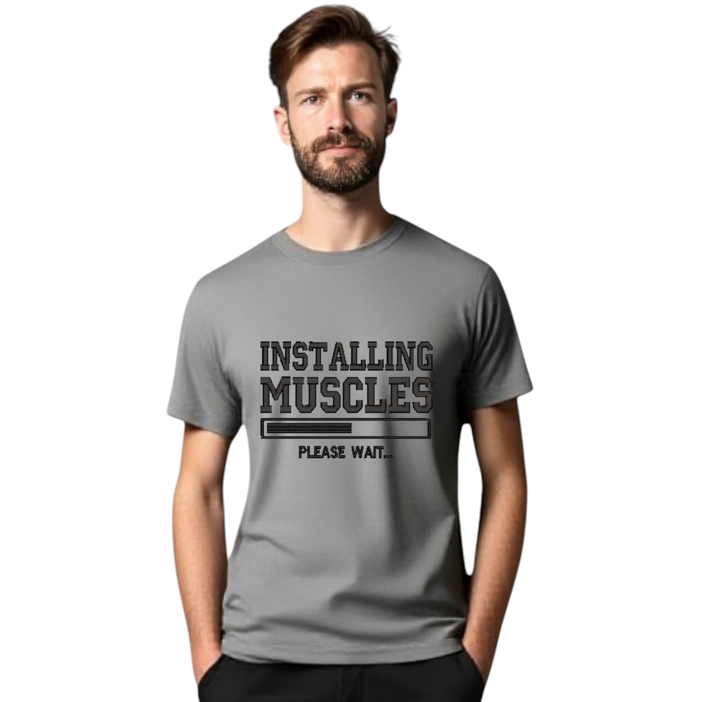 INSTALLING MUSCLES Mens Tshirt. Available in 4 Colours