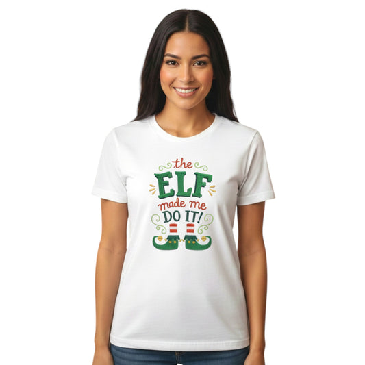 The Elf Made Me Do It Christmas Tshirt