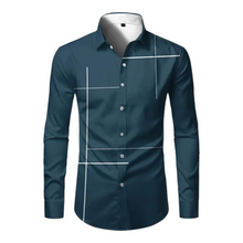 Load image into Gallery viewer, Men&#39;s Long Sleeve Button Front Shirt with White Abstract Detail
