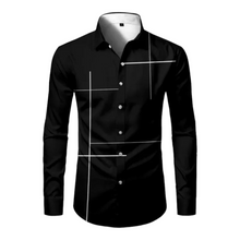 Load image into Gallery viewer, Men&#39;s Long Sleeve Button Front Shirt with White Abstract Detail