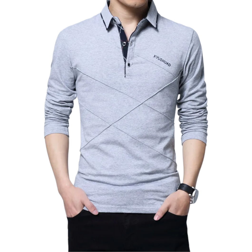 Slim Fit Long Sleeve Top with Collar, Button Front and pin tuck detailing over the Shirt Front