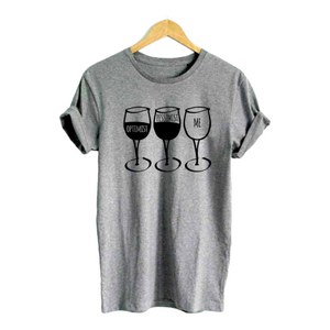 Wine Goblet Pessimist Casual Tshirt. Available in 3 Colours
