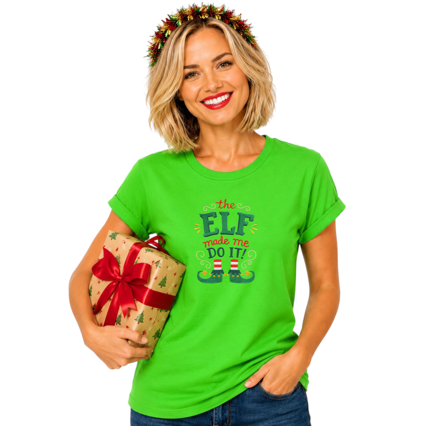 The Elf Made Me Do It Christmas Tshirt