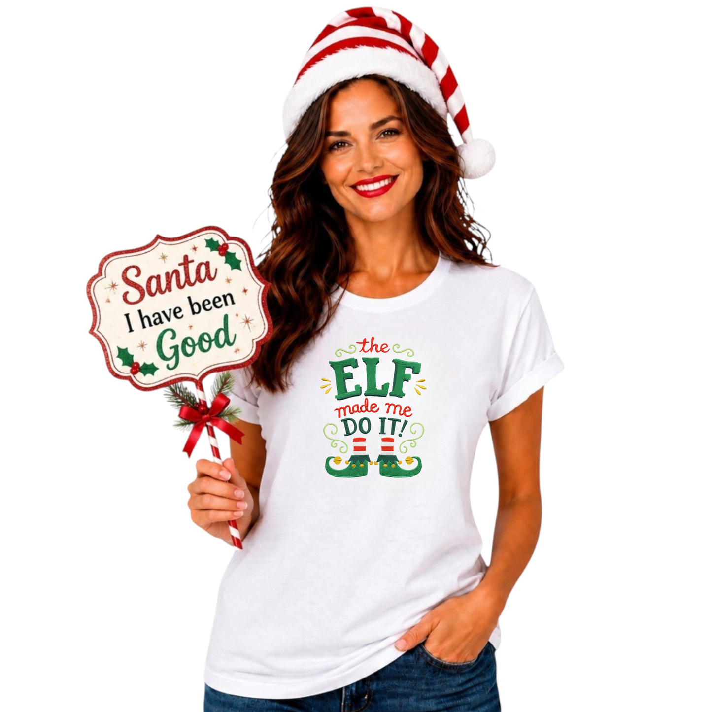 The Elf Made Me Do It Christmas Tshirt
