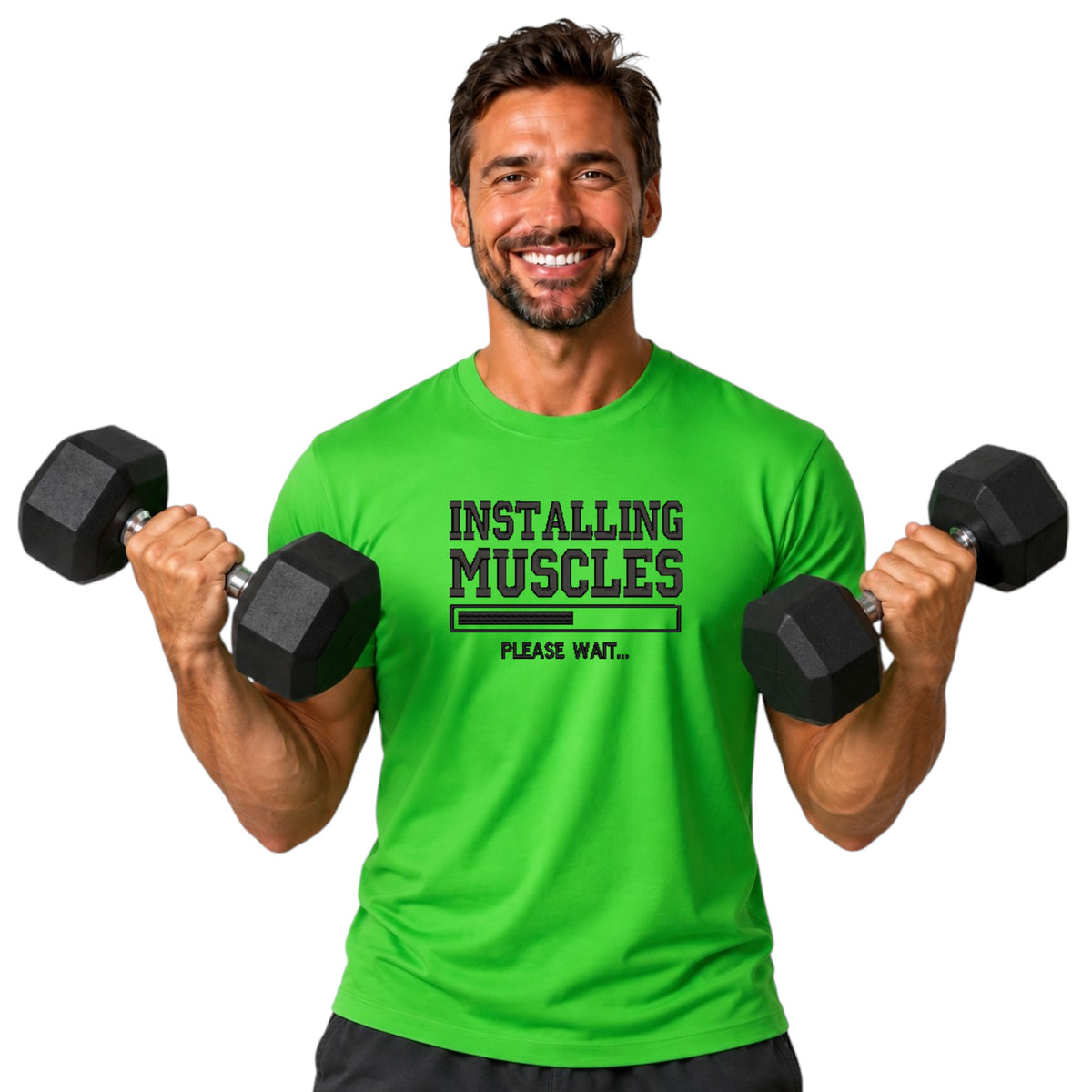 INSTALLING MUSCLES Mens Tshirt. Available in 5 Colours