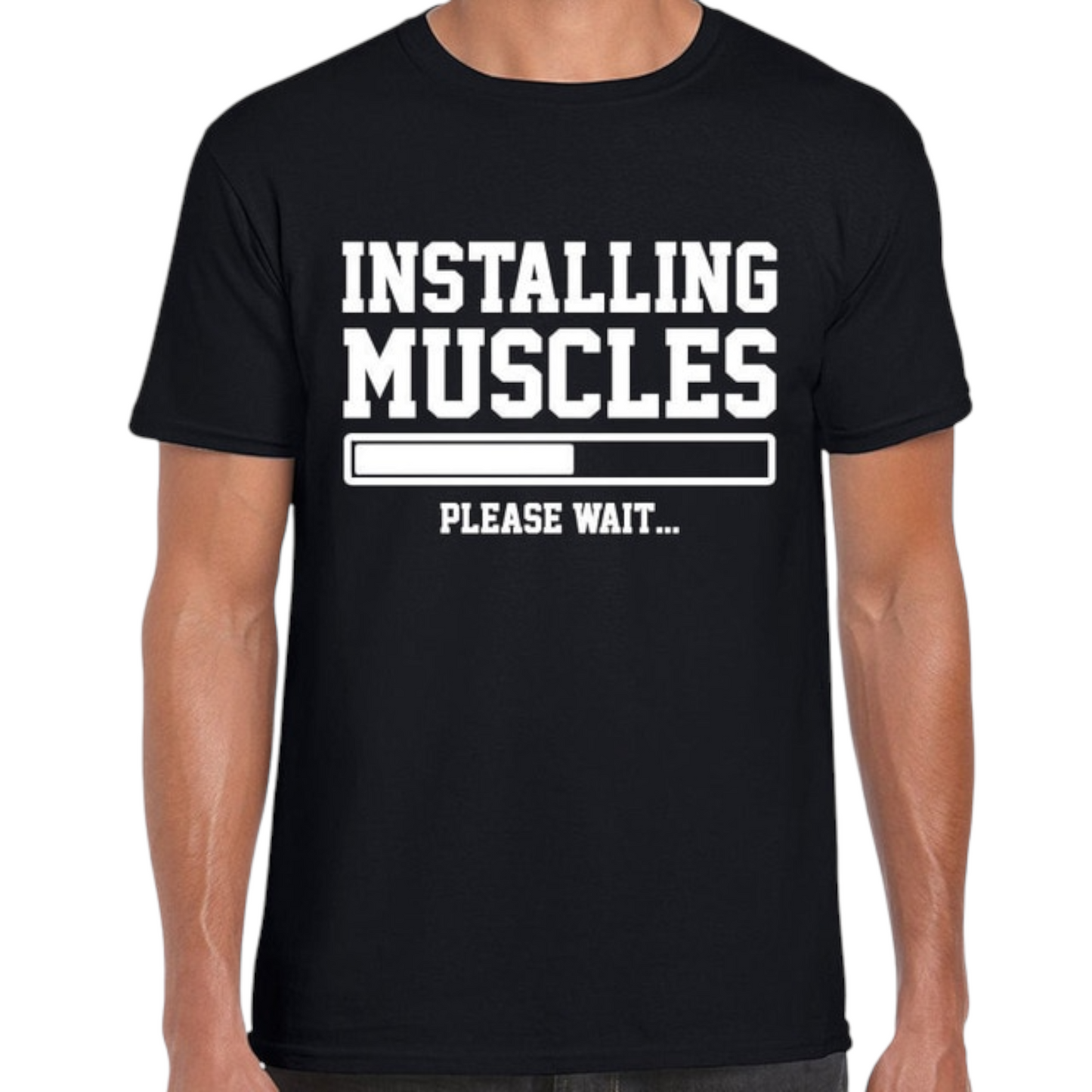 INSTALLING MUSCLES Mens Tshirt. Available in 3 Colours