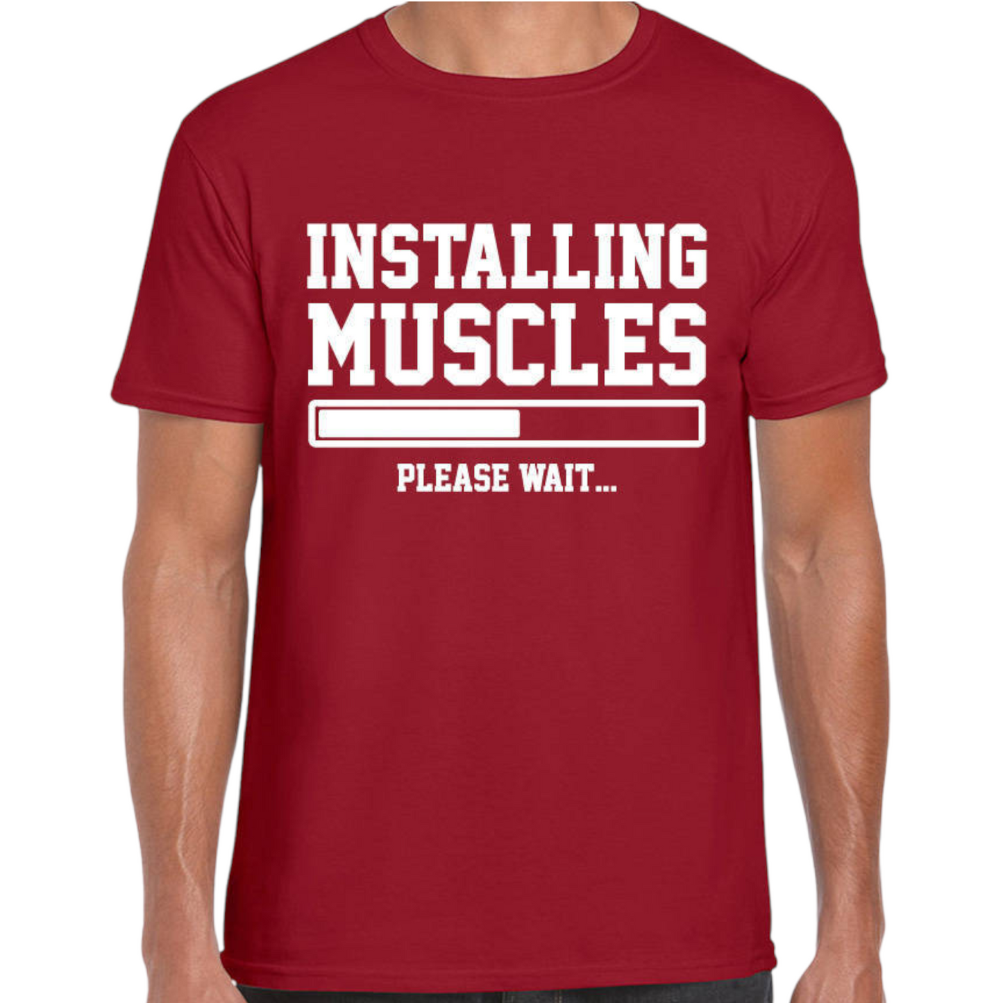 INSTALLING MUSCLES Mens Tshirt. Available in 3 Colours